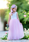 pink and white sleeveless flower girl dresses for toddlers