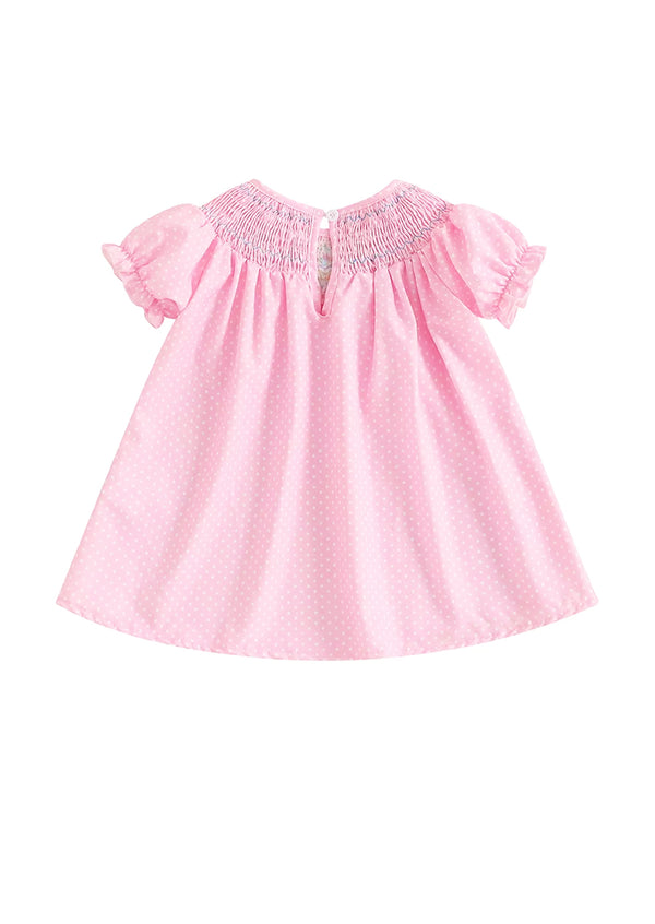 Pink Dots Cupcakes Smocked Baby Dress