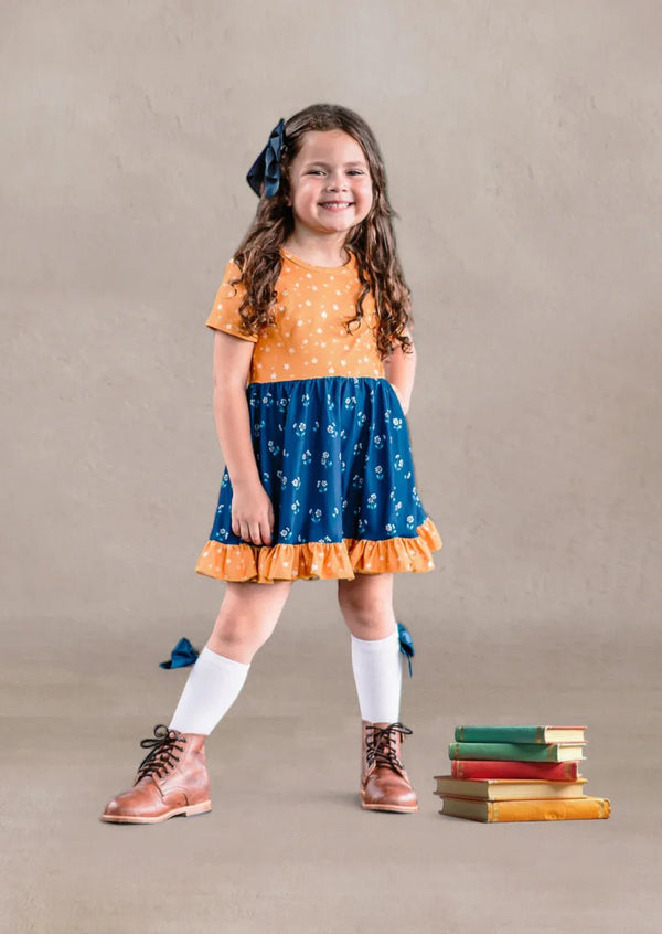 Pippen Dress in Navy Gold - 