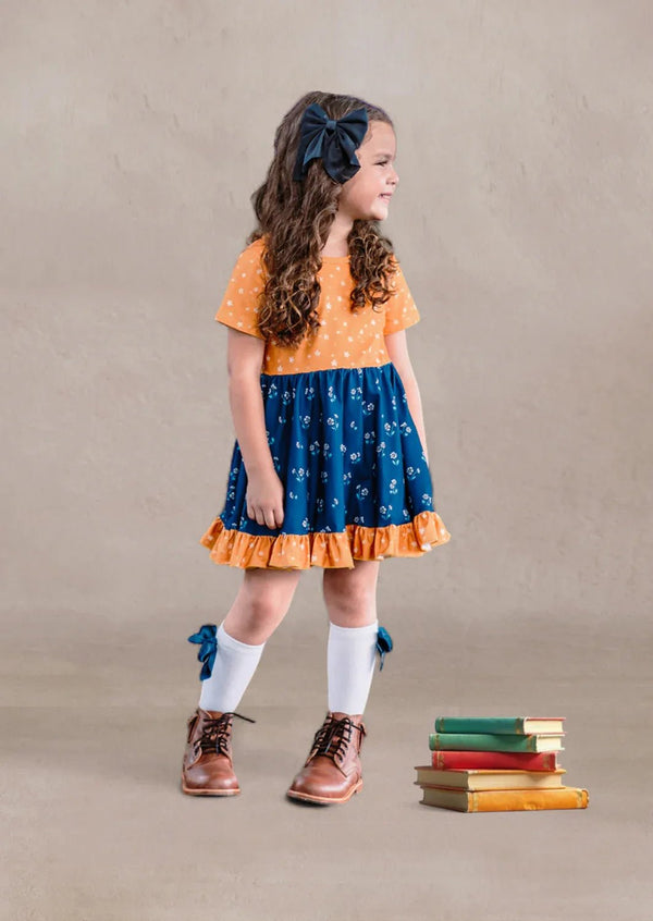 Pippen Dress in Navy Gold - 