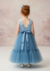Pixie Tulle Flower Girl Dress Sleeveless Mermaid Dusty Blue - 