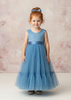 Pixie Tulle Flower Girl Dress Sleeveless Mermaid Dusty Blue - 
