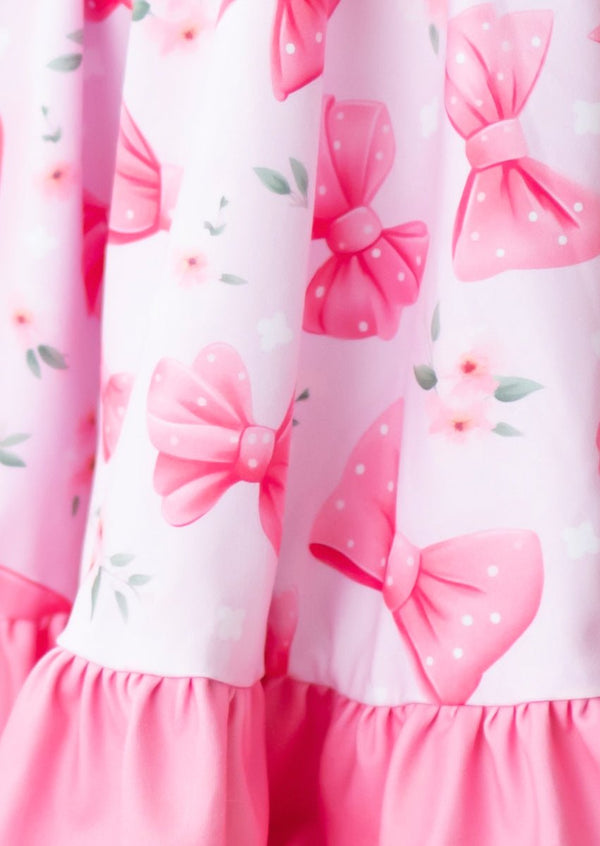 Candy Pink Petal Bows Twirl Dress | Girls Boutique Dress
