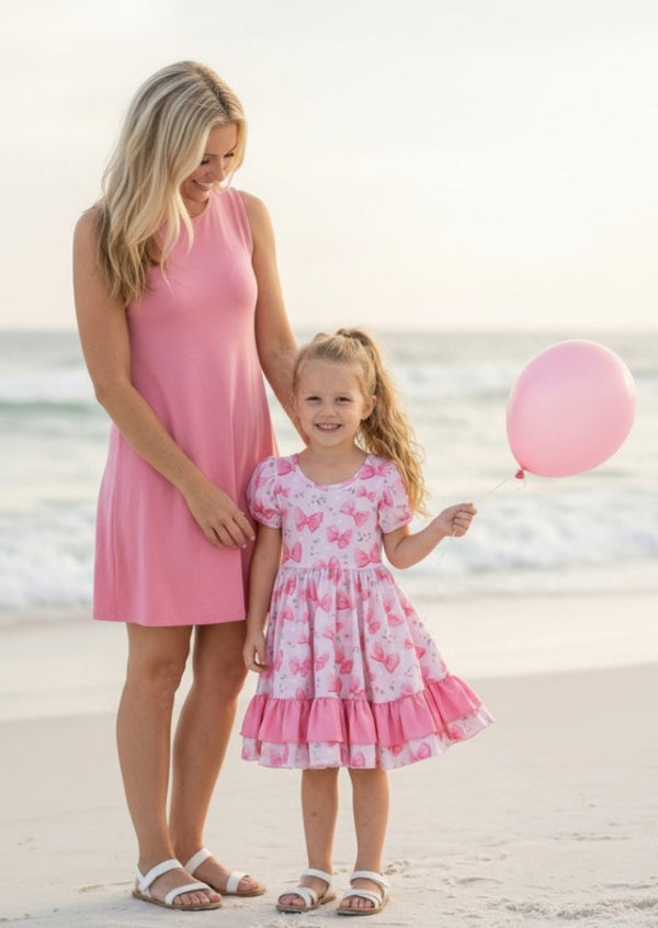 Candy Pink Petal Bows Twirl Dress | Girls Boutique Dress
