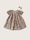 Cotton Smocked Girls Dress in Mixed Print | Toddler Smocked Dresses