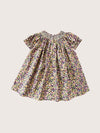 Cotton Smocked Girls Dress in Mixed Print | Toddler Smocked Dresses