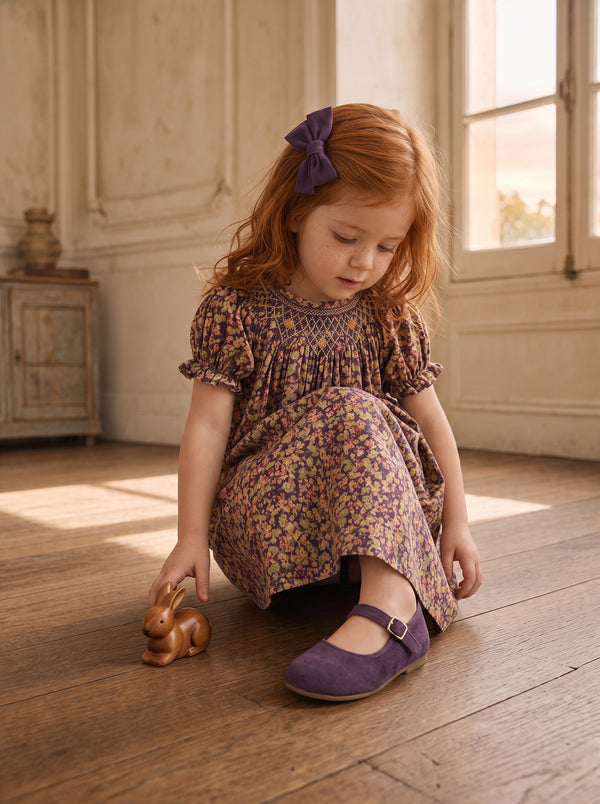 Cotton Smocked Girls Dress in Mixed Print | Toddler Smocked Dresses