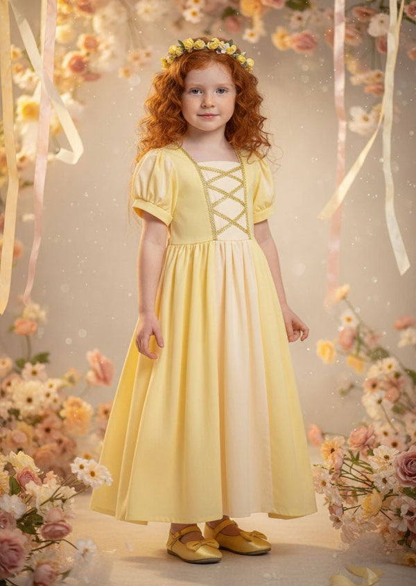 Princess Belle Inspired Beauty & the Beast Costume Dress in Yellow - 