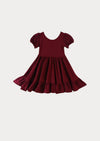 Puff Sleeve Twirl Dress Burgundy - 