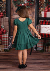 Puff Sleeve Twirl Dress Emerald - 