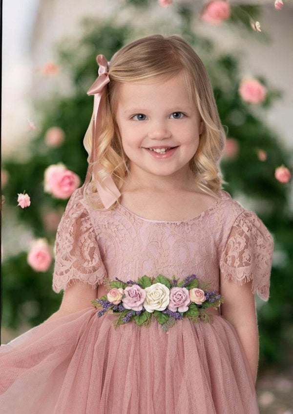 Rachel Flower Girl Dress in Dusty Rose - 