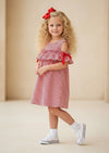Red & White Stripe Ruffle Dress - 