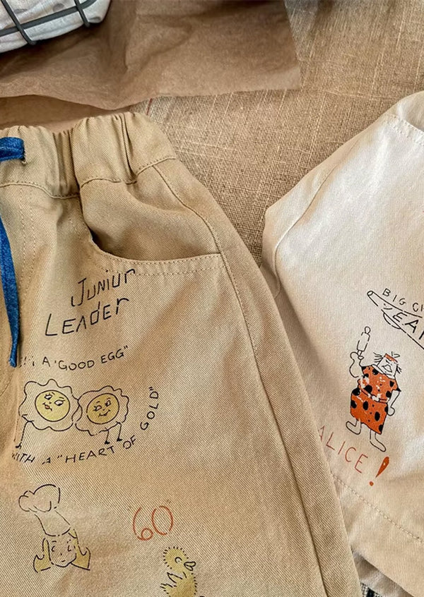Relaxed Shorts - Cartoon Doodles - 