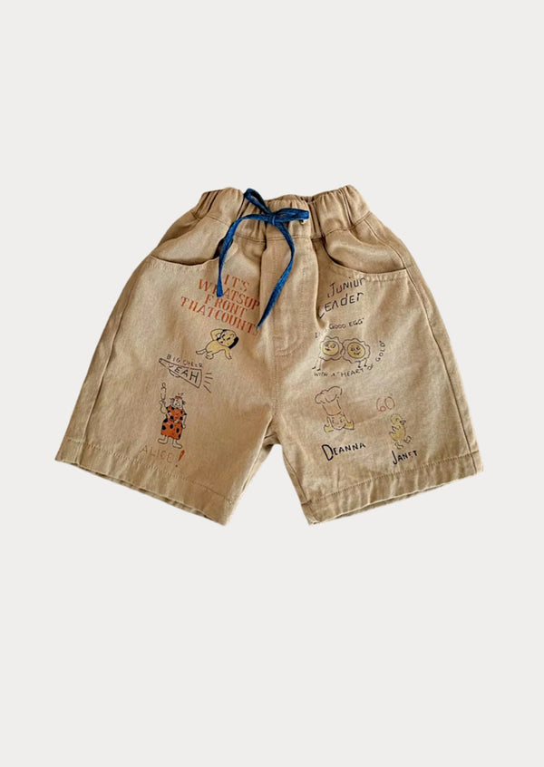Relaxed Shorts - Cartoon Doodles - 