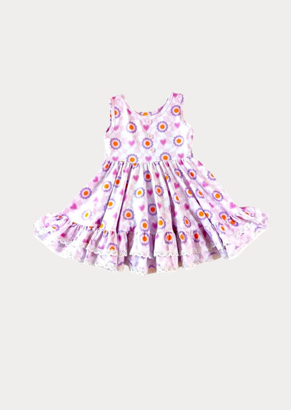 Lavender Blossoms Twirl Dress Pink Lavender