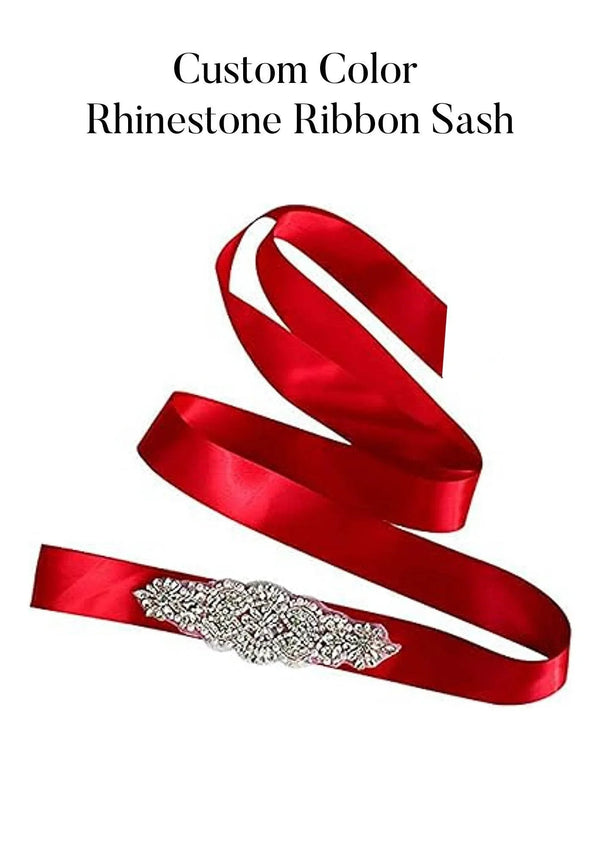 Rhinestone Bridal Belt (Include Sash Color in Notes at Checkout) - 