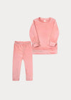 Rose Pink Long Sleeve Velour Crewneck & Pants - 