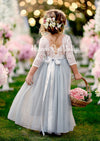 Grey Flower Girl Dress with Sleeves