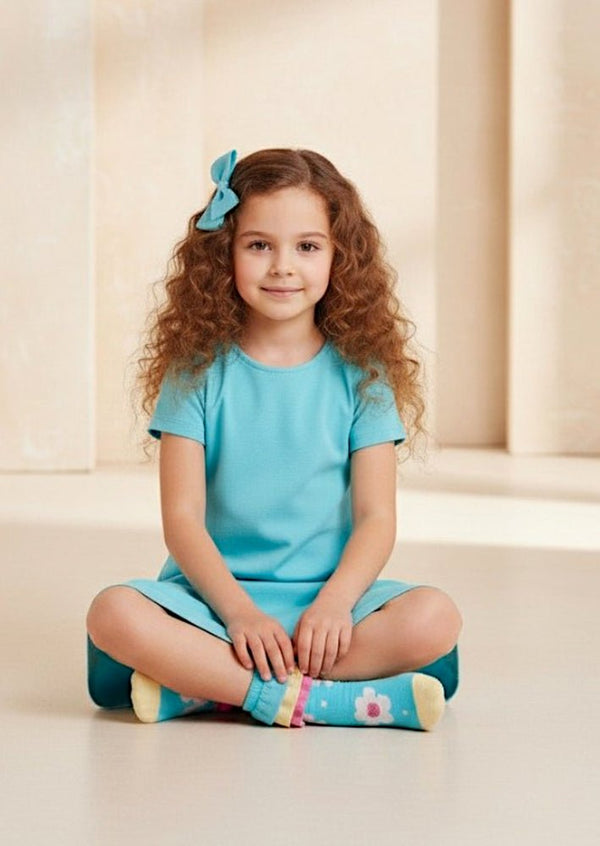 Ruffle Blossom Socks in Bright Blue - 