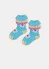 Ruffle Blossom Socks in Bright Blue - 