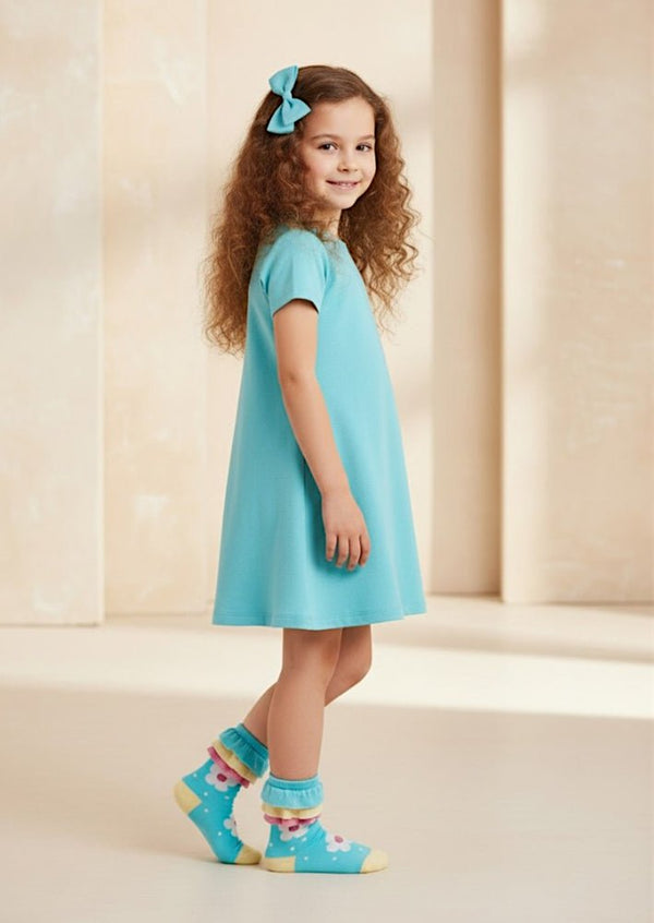 Ruffle Blossom Socks in Bright Blue - 