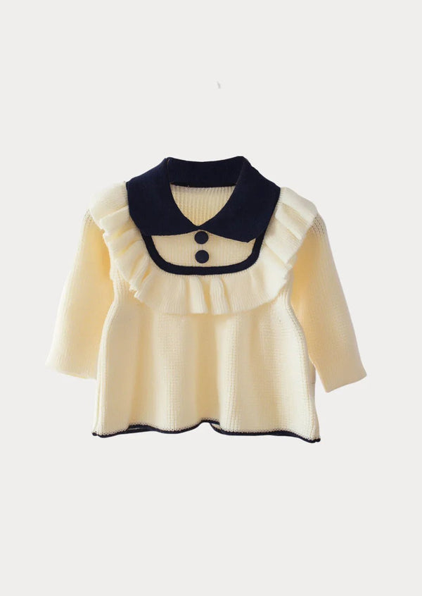 Ruffle Bodice Sweater Top | Cream Blue - 