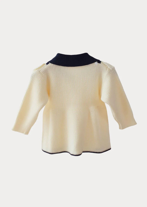 Ruffle Bodice Sweater Top | Cream Blue - 
