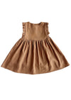 girls brown linen dress