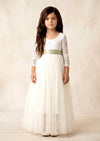 Celine Ivory Long Sleeve flower girl dress with lace bodice and tulle skirt