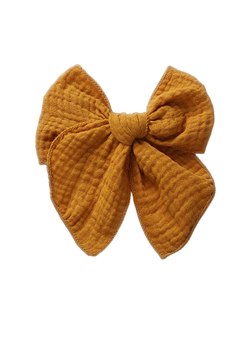 girls gold muslin cotton fable bow