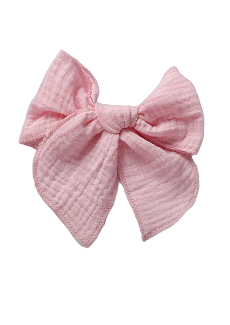 girls pink muslin cotton fable bow