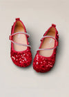 Sara Sequin Flower Girl Flats in Red - 
