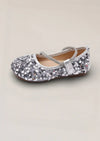 Sara Sequin Flower Girl Flats in Silver - 