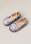 Sara Sequin Flower Girl Flats in Silver - 