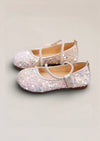 Sara Sequin Flower Girl Flats in White - 
