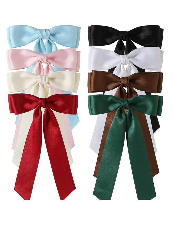Satin Ribbon Bows || Red White - 