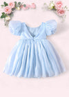 Mirabelle Puff Sleeve Party Dress in Powder Blue