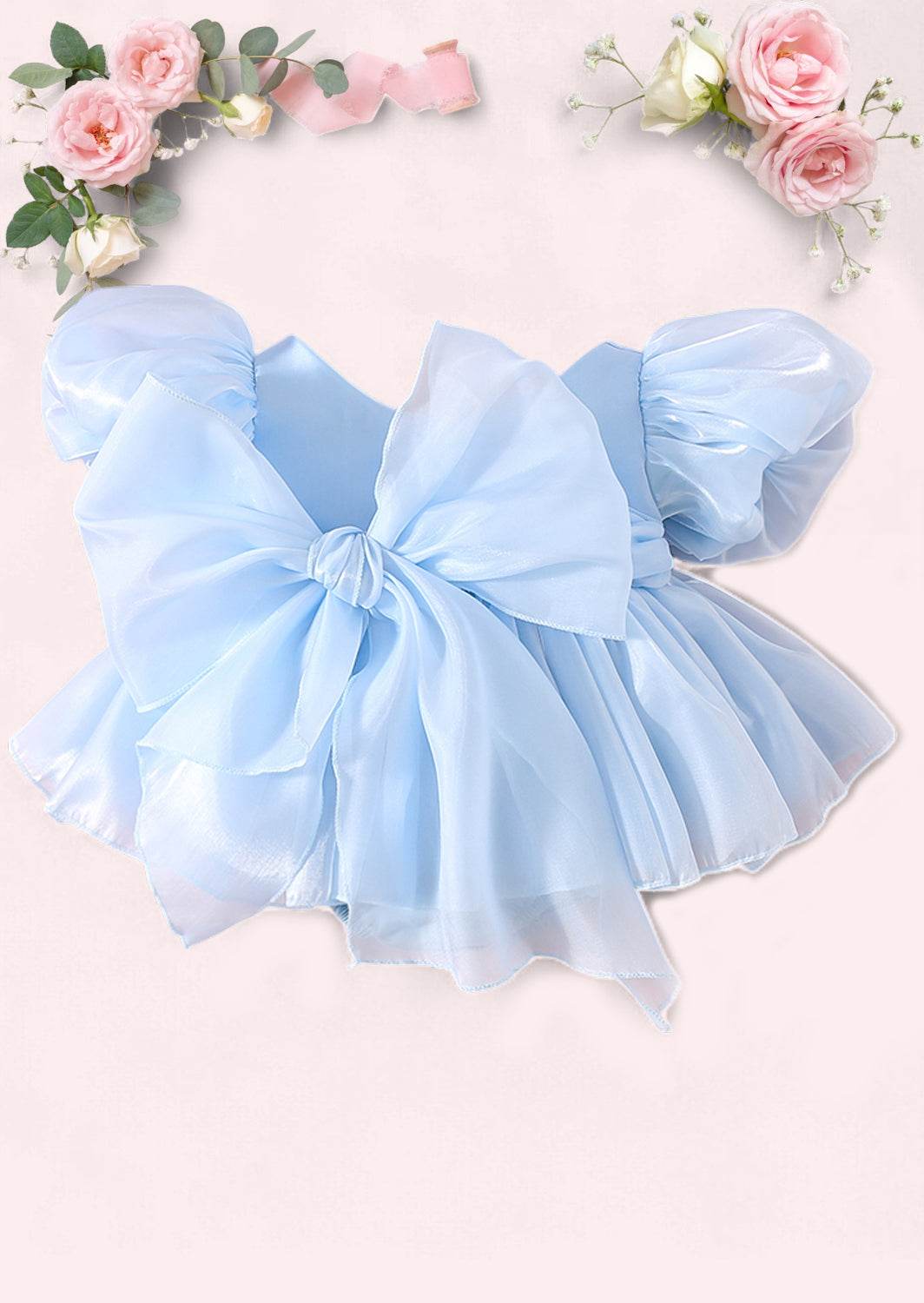 Mirabelle Puff Sleeve Baby Romper Powder Blue