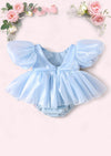 Mirabelle Puff Sleeve Baby Romper Powder Blue