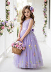 Seraphina Lavender Sleeveless Floral Flower Girl Dress - 
