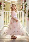 Seraphina Short Sleeve Floral Flower Girl Dress in Pink - 