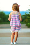 GIRLS - Arizona Pink Striped 2 Pc Shorts and Top Set - Hannah Rose Vintage Boutique