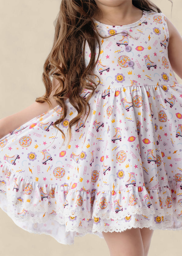 girls print twirl dresses