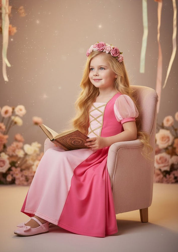 Sleeping Beauty, Aurora Inspired Princess Costume Dress in Pink - 
