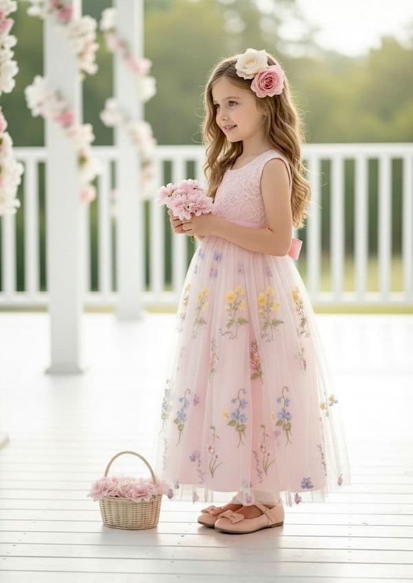 sweet pink floral flower girl dress for toddlers
