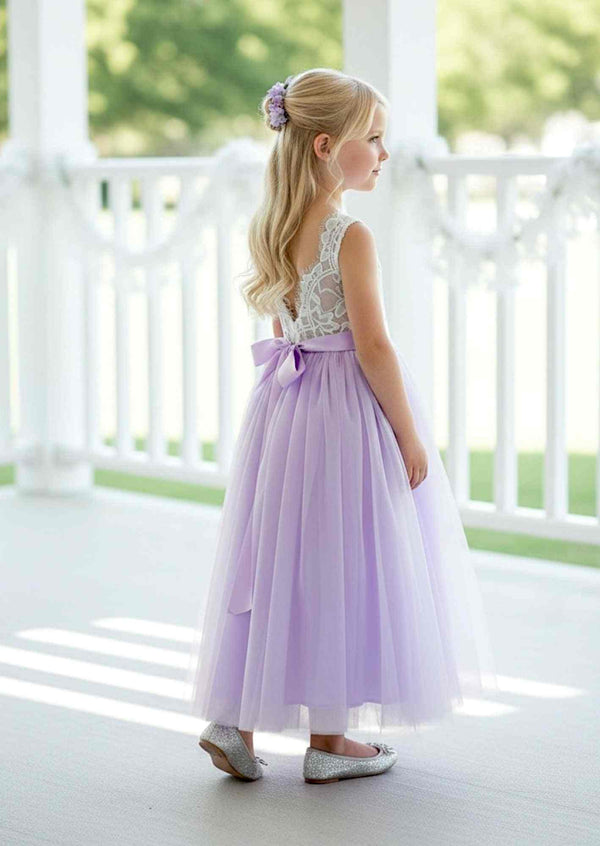 lavender tulle and lace flower girl dresses