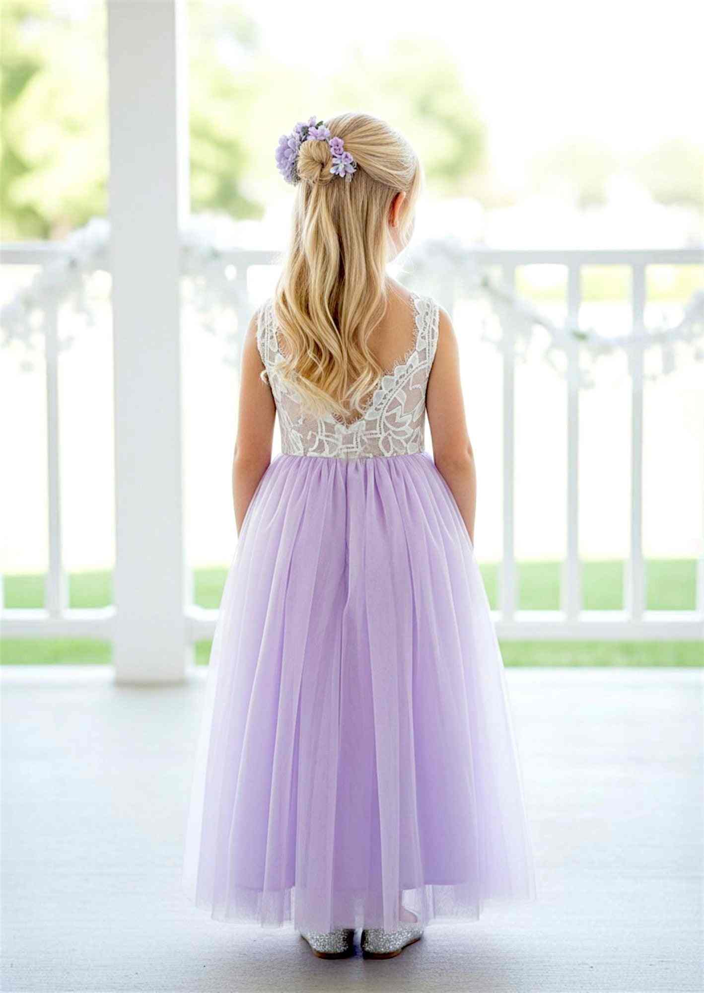 Celine Sleeveless Lavender Flower Girl Dress