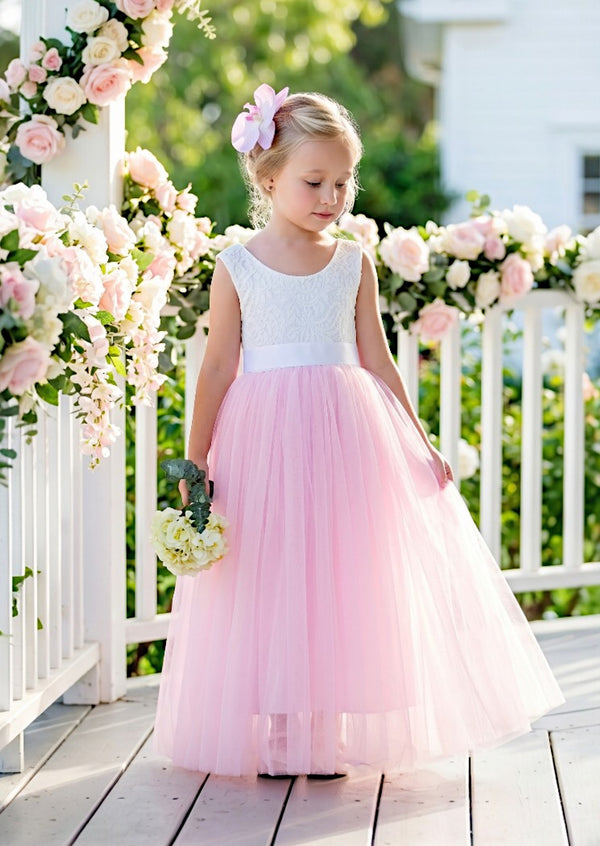 pink princess flower girl dresses