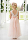 backless blush tulle and lace flower girl dresses for toddlers