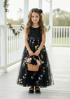 black floral flower girl dresses